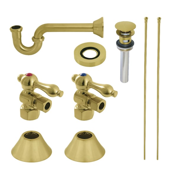 Kingston Brass CC43107VOKB30 Plumbing Sink Trim Kit with P-Trap and Overflow Drain, Brushed Brass CC43107VOKB30 - main